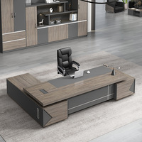 Bureaux de direction en bois en forme de L Bureau de PDG moderne Patron Table de bureau luxueuse