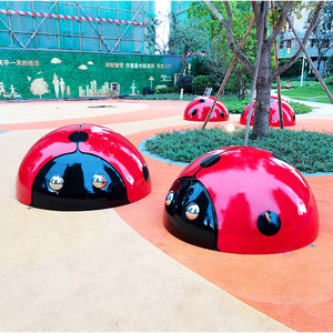 Sculpture de coccinelle en acier inoxydable pour extérieur, ornement de jardin en forme d'animal, finition brillante, à poser au sol - Product Image 1