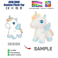Peluche Licorne Personnalisable Mignonne, Animal en Peluche Pégase Personnalisable avec Vêtements, Peluches Cheval Kawaii, Cadeaux en Gros OEM ODM