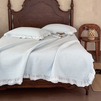 Parure de lit en dentelle rococo française, couleur unie, en soie naturelle et coton, couette douce et agréable pour la peau, moderne, pour lit King Size, usage domestique - Fille, 200TC