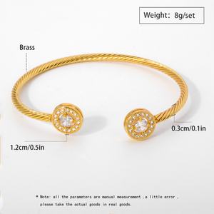 Fashion African 14K Gold Plated Heart Pendant Zircon Brass <b>Copper</b> Cuff <b>Bracelets</b> Women's Customized Size - Product Image 3