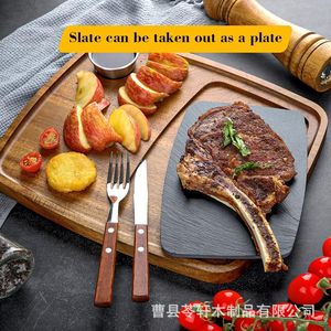 Wholesale wooden <b>dinner</b> plates, steak <b>trays</b>, breakfast plates, bread boards, wooden Western-style <b>dinner</b> <b>trays</b>, acacia wood - Product Image 2