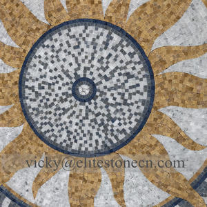 فاخر مخصص تصميم أرضية رخامية نفاثة للماء بلاط فسيفساء ميدالية مستطيلة نمط ميدالية رخامية مستديرة - Product Image 5