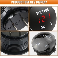 Voltmètre numérique LED DC 12V 24V étanche pour batterie de voiture, bateau, moto, camping-car