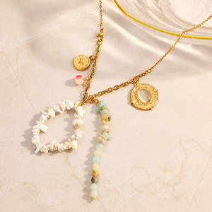 Stainless Steel Necklace With Natural Stone Beads <b>Compass</b> Pendant Vacation Style Y-Shaped <b>Chain</b> Casual Wear - Product Image 3