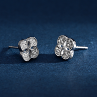 Anting-anting Stud Bunga Semanggi Perak Sterling 925 Berlapis Rhodium Khusus - Perhiasan untuk Pesta & Hadiah Ulang Tahun Pernikahan