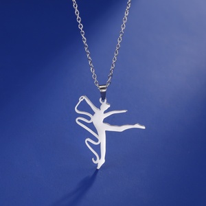 Gimnasia rítmica cinta bailarina collares Acero inoxidable colgante cuello cadena moda gimnasta joyería para mujer regalo - Product Image 5