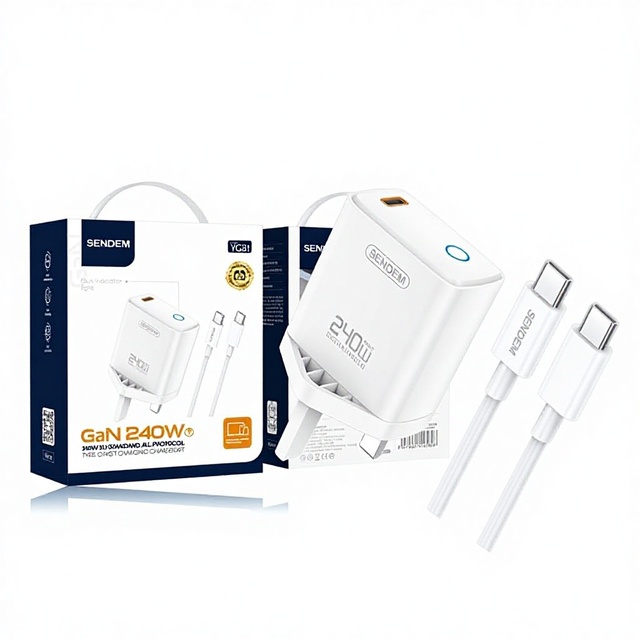 Cross-border UK Standard Lamp Display 240W Full Protocol Dual Type-C Fast Charging Charger with for Interface CE Certified