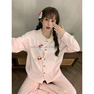 Pijamas <span class=keywords><strong>de</strong></span> <span class=keywords><strong>Hello</strong></span> <span class=keywords><strong>Kitty</strong></span> para Mujer, Nuevo Diseño, Bonito, Manga Larga, Ribete <span class=keywords><strong>de</strong></span> Encaje, Transpirable, Conjunto <span class=keywords><strong>de</strong></span> Dos Piezas, Ropa <span class=keywords><strong>de</strong></span> Dormir para Otoño, ODM - Product Image 4