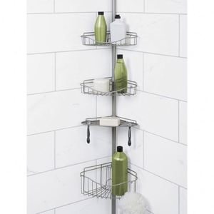Stainless Steel Four Tier Modern <b>Corner</b> Bathroom Organizer Wall Mounted Adhesive Installation No Drilling Required Hotel Kitchen - Product Image 6