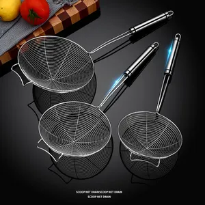 Best Selling Mesh Oil Spoon Skimmer Frying Strainer 201 Stainless Steel For Kitchen Filter Funnel Large Funnel With Hooks