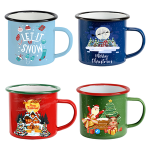 Custom Christmas High Quality Colorful Printing Personalized Customized Iron Enamel Mug with Logo