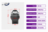 Projecteur de feux antibrouillard LED tricolore de 3 pouces, double faisceau, 6000K, 12V, pour Honda, Toyota, Nissan