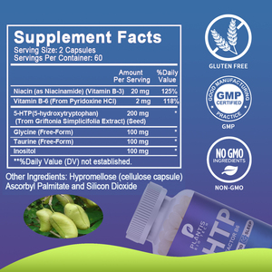 Capsule di 5-HTP per Aumento della Serotonina e Riduzione dell'Ansia, Integratori Alimentari per Adulti, Disponibile OEM - Product Image 5