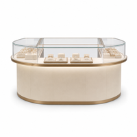 Vitrine de présentation sur mesure en bois, métal et verre pour bijoux, avec éclairage LED intégré, fournisseur en gros pour boutiques