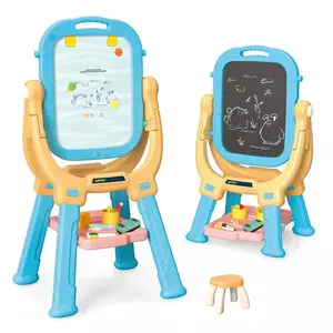 2023 새로운 수직 드로잉 보드 장난감 어린이 2-in-1 다채로운 그림 낙서 양면 자기 쓰기 드로잉 보드 장난감
