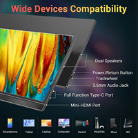Moniteur portable 15,6 pouces FHD avec écran IPS ultra-fin USB-C, coque intelligente et haut-parleurs pour ordinateur portable PC et jeux