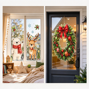Autocollants de Noël personnalisés <span class=keywords><strong>en</strong></span> PVC statique pour vitrines, découpés sur mesure, imprimés, amovibles, pour la vente <span class=keywords><strong>en</strong></span> gros et l'impression <span class=keywords><strong>en</strong></span> vrac - Product Image 5