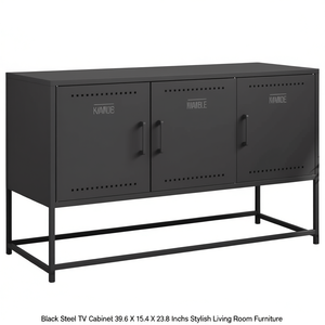 Mueble para TV de Acero Negro, 39.6 x 15.4 x 23.8 Pulgadas, Mueble de Almacenamiento Industrial para Sala de Estar - Product Image 1