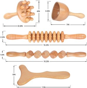 Vendita calda 5 pezzi Body <span class=keywords><strong>Wood</strong></span> <span class=keywords><strong>Therapy</strong></span> Sculpting linfodrenaggio Kit di massaggio strumenti per la terapia del legno - Product Image 2