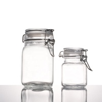 Stoples Kaca Transparan Ru Star Sealed Cylinder dengan Tutup Kedap Udara untuk Biji Kopi, Permen, Kue Kering, Oatmeal, Camilan, Jeli & Gula