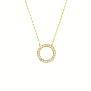 Collar con colgante circular minimalista para mujer, cadena con incrustaciones brillantes, joyería elegante de moda - Product Image 6