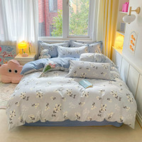 Parure de lit respirante à imprimé floral éclatant 100 % coton - Choisissez drap plat ou drap-housse