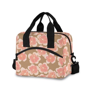 Aloha Portable Hawaii Hau Floral Custom Design Nylon Waterproof Small Themed Reusable <b>Insulated</b> <b>Lunch</b> Bag for Women - Product Image 1