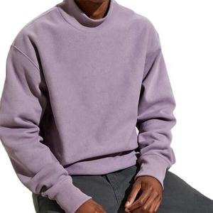Felpa con Collo Alto di Alta Qualità, Oversize, <span class=keywords><strong>Viola</strong></span>, con Colletto a Costine, Pullover in Cotone per <span class=keywords><strong>Uomo</strong></span> - Product Image 2
