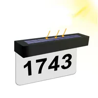 IP65 su geçirmez güneş enerjili kapı numarası ışık 20 LED ev adres işareti ışıklı açık bahçe duvar sokak ışık plak