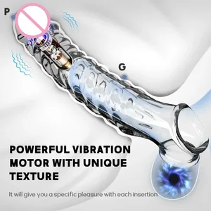 Extensions de manchon de pénis agrandissement masculin retard vibrateur clitoris masseur anneau de coq vibrant couverture de pénis jouets pour adultes pour hommes - Product Image 5
