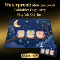 Tapis de pique-nique matelassé extra large avec dos imperméable, pliable, réutilisable, pour extérieur, plage, camping, jeu, motif dessin animé personnalisé pour enfants