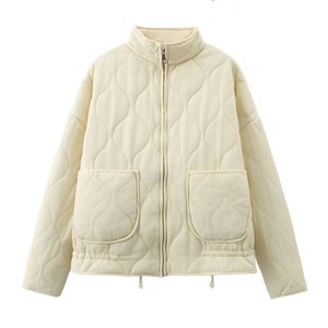 Chaqueta de abrigo de algodón para <span class=keywords><strong>mujer</strong></span> nueva de invierno de estilo americano europeo cuello levantado con bolsillos chaqueta fina acolchada - Product Image 6