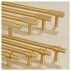 French Cabinet Handles Solild Brass Kitchen Cabinet Handles Brushed Brass <strong>Door</strong> <strong>Knobs</strong> Knurling Luxury Kitchen Cabinets Handle - Product Image 3