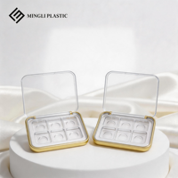 ML PACK Palette de fards à paupières transparente dorée vide 10g, 6 couleurs, boîte de rangement pour cosmétiques, emballage de palette de maquillage en poudre