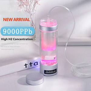 Bouteille d'eau hydrogénée en verre double couche 9000ppb 4-en-1, faiblement alcaline, petites molécules, pour la santé - Product Image 2