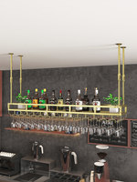 Porte-bouteilles suspendu en fer forgé avec rangement inversé, étagère décorative contemporaine pour verres à vin élégants