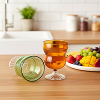 Coupelle à café au lait vert-orange soufflée à la main, verre à vin coloré en forme de gourde, élégant gobelet à glace en borosilicate de 300 ml