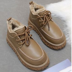 Botas de Nieve Impermeables para Hombre, Talla Grande, Botas de Invierno con Forro Grueso de Algodón Cálido, Botas Casuales Retro de Lana Pura - Product Image 4