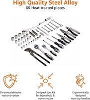 Juego de Herramientas Manuales Mecánicas Universales de 65 Piezas, Kit de Herramientas para Reparaciones y Mejoras del Hogar con Estuche