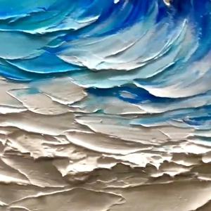 Arte Original Hecho a Mano, Pintura al Óleo Abstracta Moderna de Gran Tamaño, con Textura 3D, de Olas del Océano en Azul y Blanco, para Decoración de Pared Interior - Product Image 5