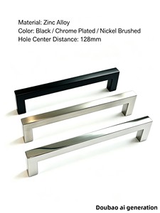 JUjin WSJ-10 Arc-shaped Solid Handle Wardrobe Cabinet <strong>Doors</strong> Made Zinc Alloy <strong>Black</strong> Chrome-plated Brushed Nickel; Modern - Product Image 1