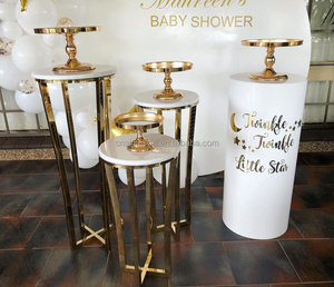 Simpson acciaio inox e MDF <span class=keywords><strong>torta</strong></span> Stand con <span class=keywords><strong>oro</strong></span> e bianco pilastri per la decorazione della tavola di nozze - Product Image 6