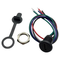 Montaje en panel a prueba de agua USB C hembra a PH2.0 2P Cables abiertos Cable de alimentación Puerto de cargador personalizado con cubierta