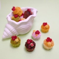 100 pièces de cabochons en résine à dos plat, miniatures en forme de gâteau aux cerises, imitation alimentaire, pour scrapbooking, embellissement DIY et artisanat de décoration