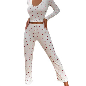 Nouveaux pyjamas de style européen et américain, à manches longues à volants et pantalon, décontractés et adaptés à la tenue de tous les jours - Product Image 2