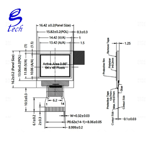 หน้าจอคริสตัลเหลว OLED ขนาด 0.66 นิ้ว ST7315 หน้าจอขนาดเล็กพร้อมความละเอียดการแสดงผล 64x48 หน้าจอเปลือย หน้าจอขาวดำ IIC - Product Image 3