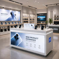 Comptoir d'exposition de téléphones portables pour magasin d'électronique moderne, vitrine LED éclairée, système de sécurité robuste verrouillable, aménagement de magasin de détail