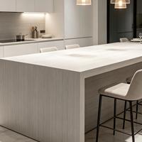 Dalle de pierre de quartz gris clair à veines linéaires - Grande dalle moderne ignifuge/étanche pour revêtement mural de cuisine, plan de travail de salle de bain, plateau de table