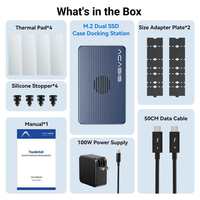 Boîtier double SSD NVMe M.2 6-en-1 Thunderbolt 3 4, station d'accueil 40 Gbps, HDMI 4K*60Hz, PD 100W, hub de charge rapide, max 8 To